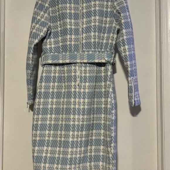 Ivy City Co Long Sleeve Blue and Cream MyKayla thick Plaid Dress - Picture 5 of 7